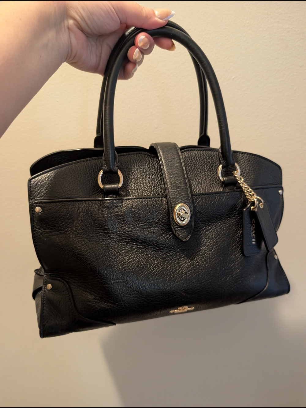 Coach Mercer Black Leather Satchel Handbag